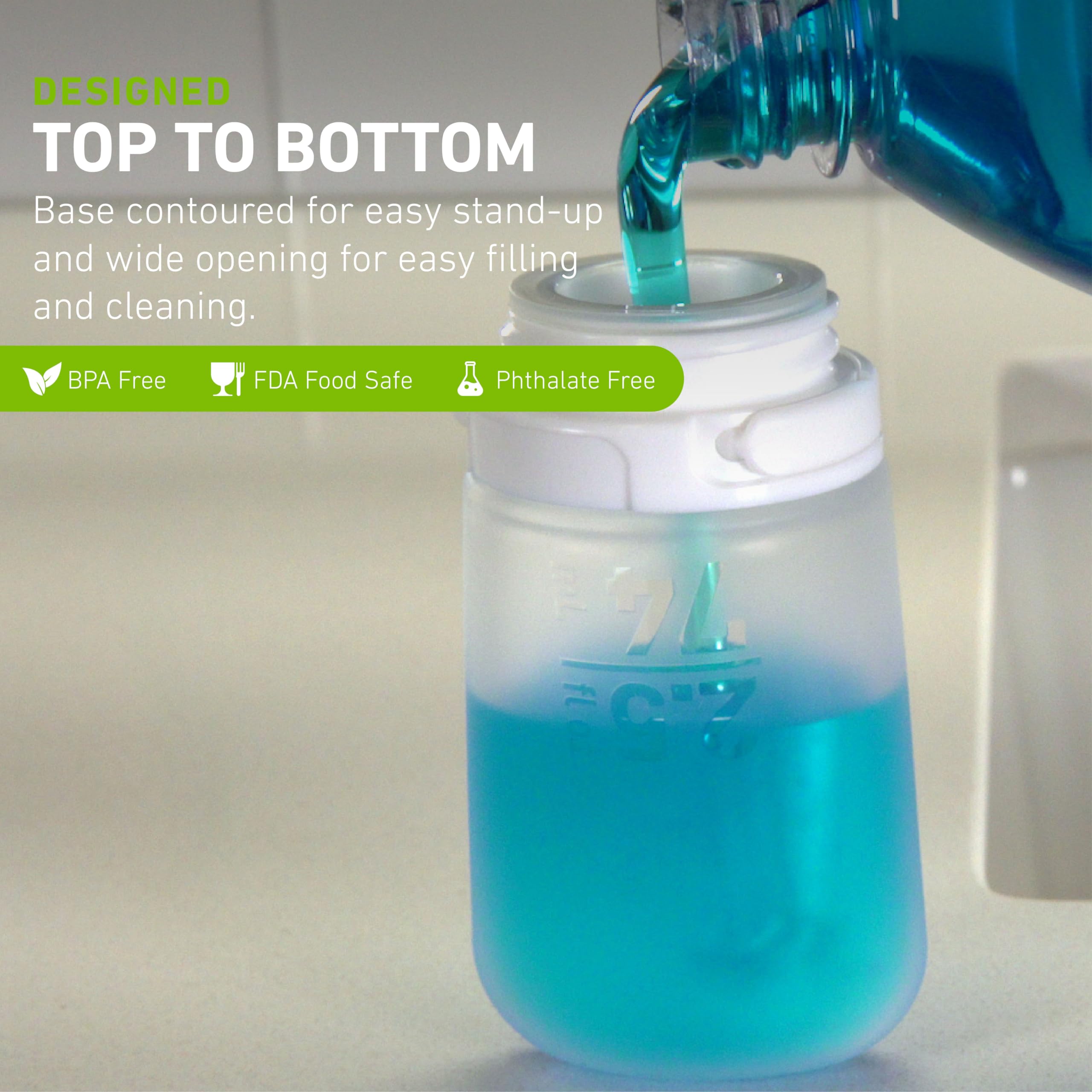 humangear GoToob+ 3-Pack (Large)  Refillable Silicone Travel Bottle  Locking Lid  Food-Safe Material  Clear/Green/Blue  Large (3.4 fl.oz.; 100ml)